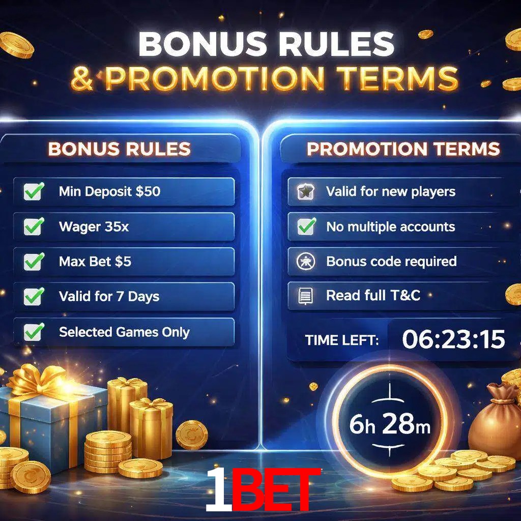 Reglas de promoción 1bet y condiciones de bonos explicadas visualmente