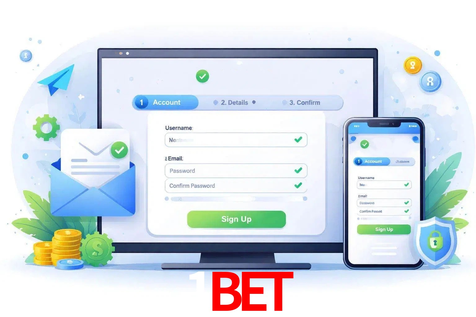 Registro de nuevo usuario y configuración de cuenta 1bet